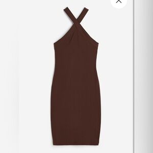 H&M dark brown dress medium Bodycon Halter Cocktail night out dress